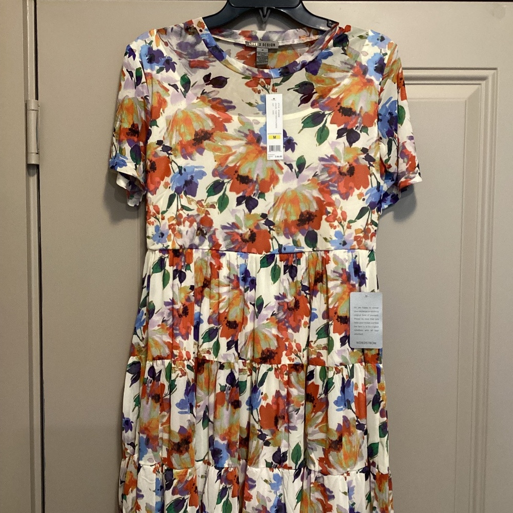 Love By Design Cate Floral Print Tiered T-Shirt Dress